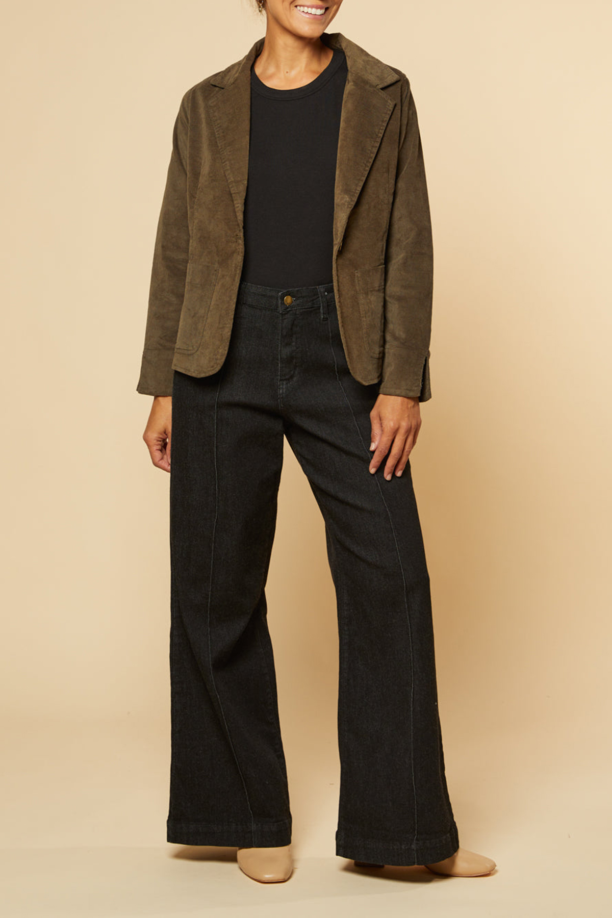 Adrift Relaxed Brushed Cotton Blazer In Olive