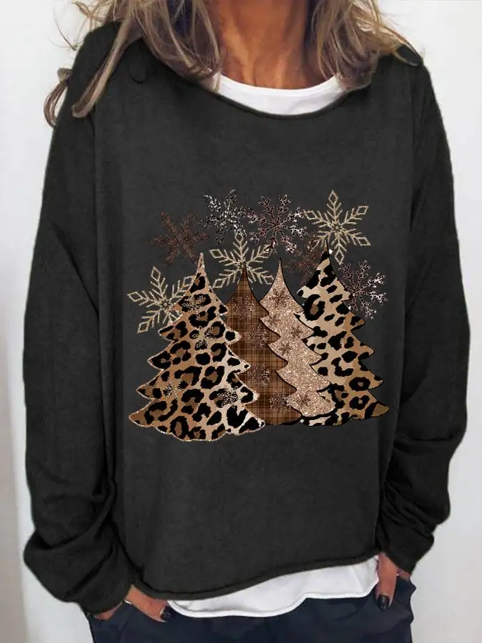 Women's Leopard   Tree Print Long Sleeve T-Shirt