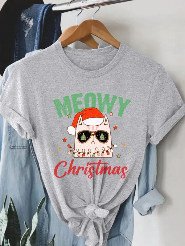 Kitty Santa Lady T-shirt