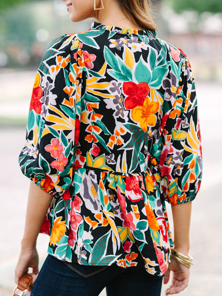 Multicolor Casual Floral Shirt