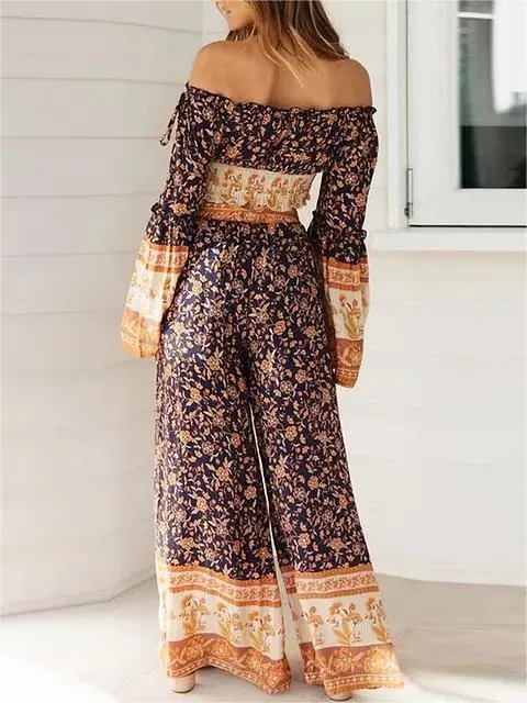 Fashion Plant Printing Two Piece Set