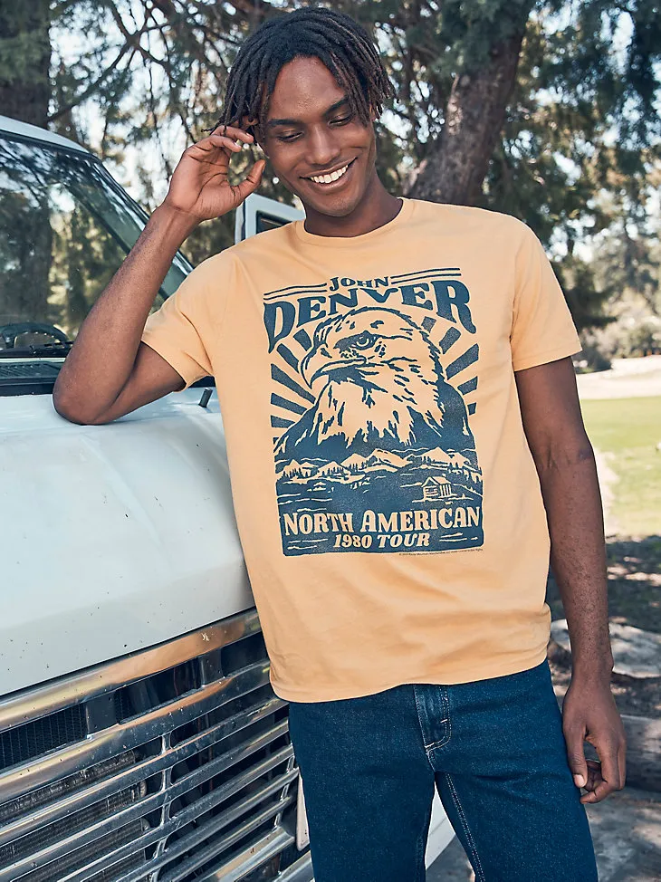 JOHN DENVER GRAPHIC T-SHIRT IN OCHRE YELLOW