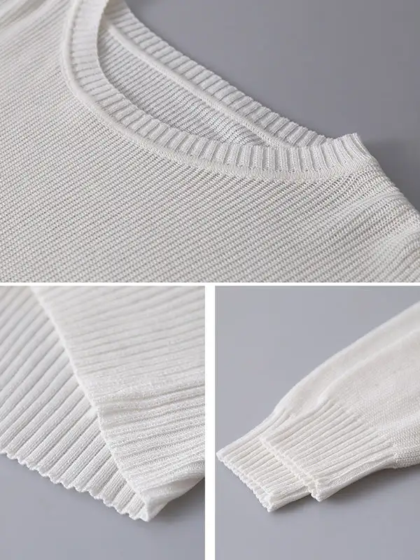 Simple Solid Color Round-Neck Long Sleeves Knitwear