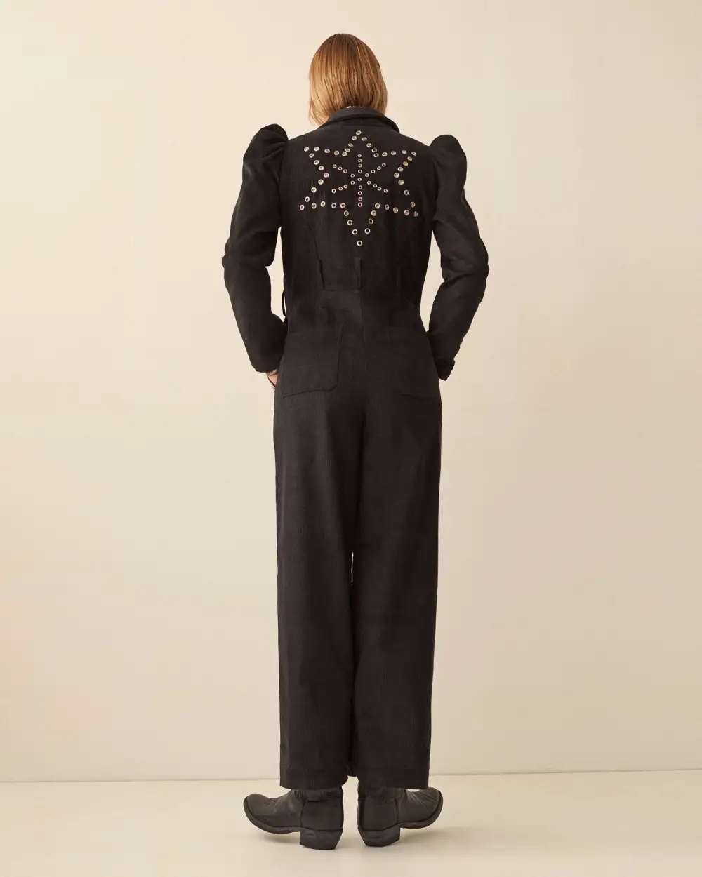 Minnie Onyx Corduroy Jumpsuit