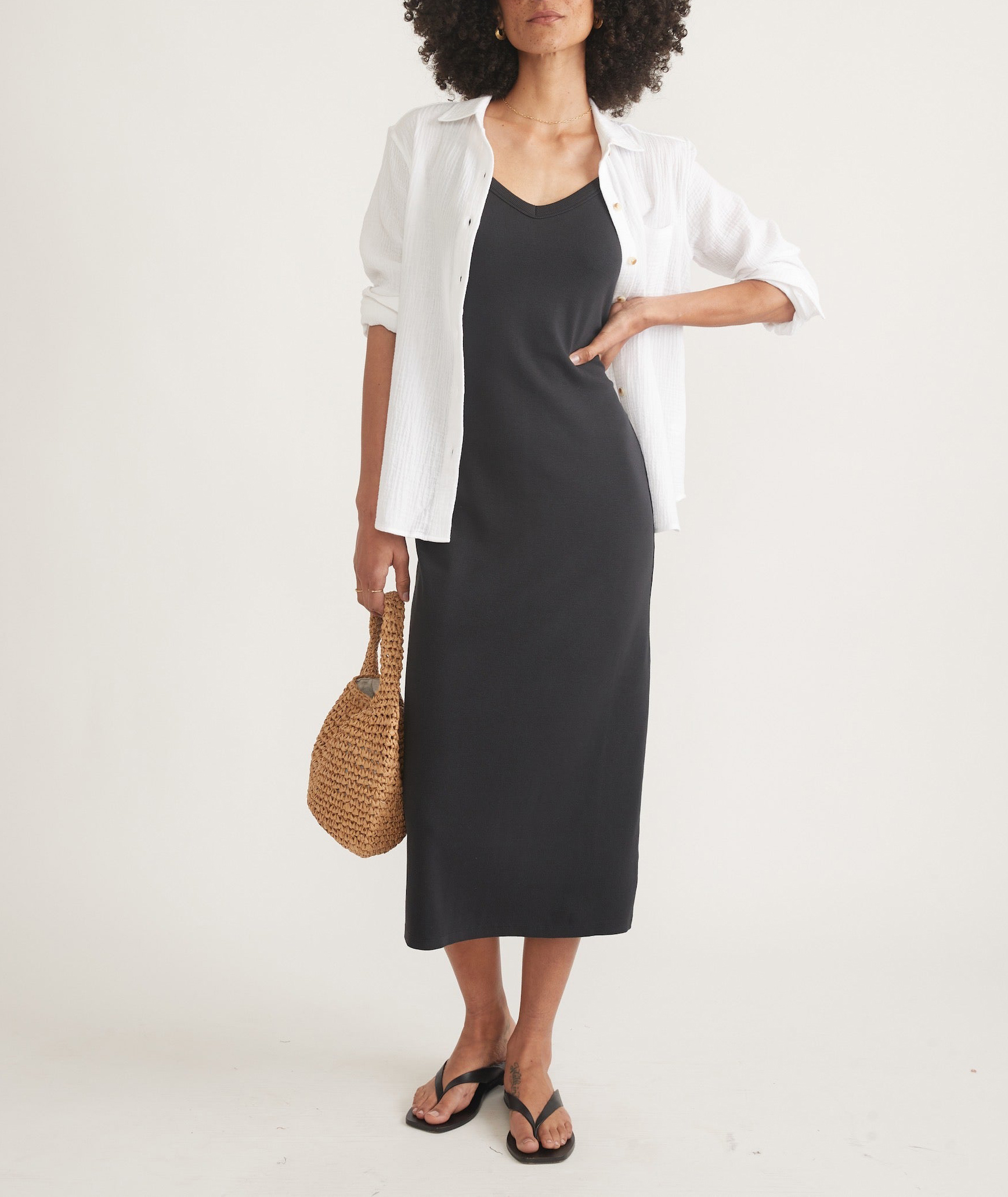 Black Lexi Rib Sun In Spaghetti Strap Dress