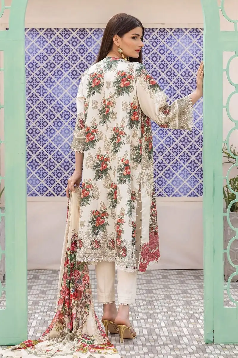 3 Piece Kurta Embroidered | Dupatta& Bottom & Tops | Color pink