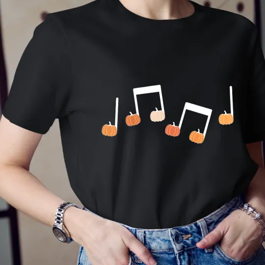 Musical Notation Halloween Pumpkin Teacher T-Shirt