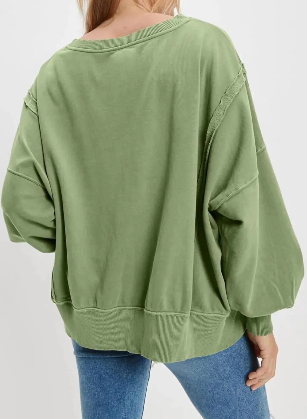 Oversized Reverse Seam Sweatshirt Long Sleeve Crewneck Pullover