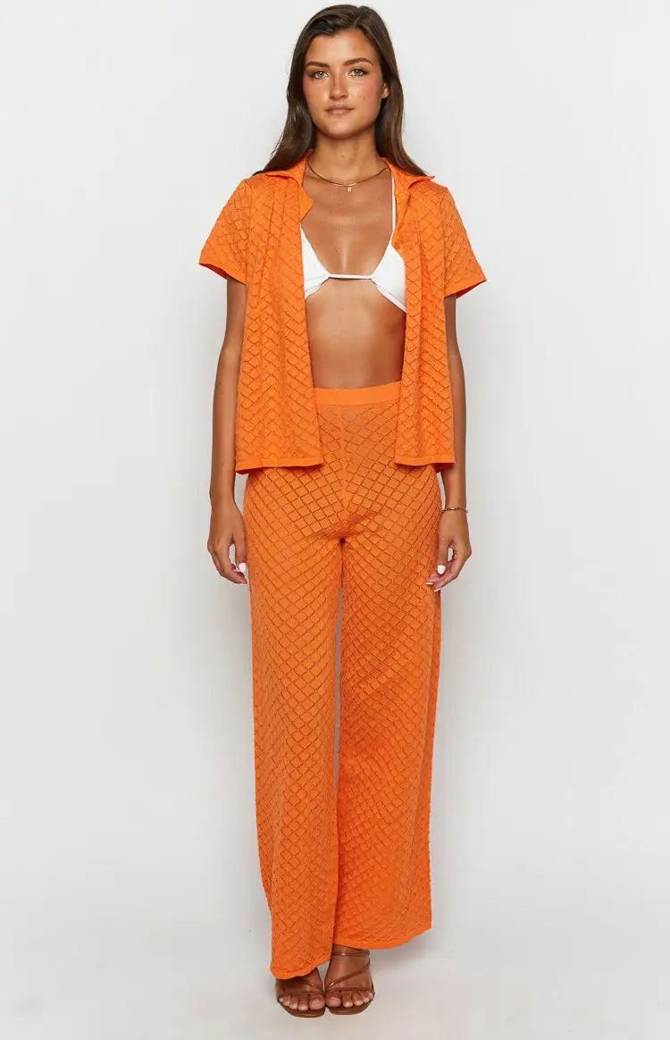 Zaida Orange Knit Pants