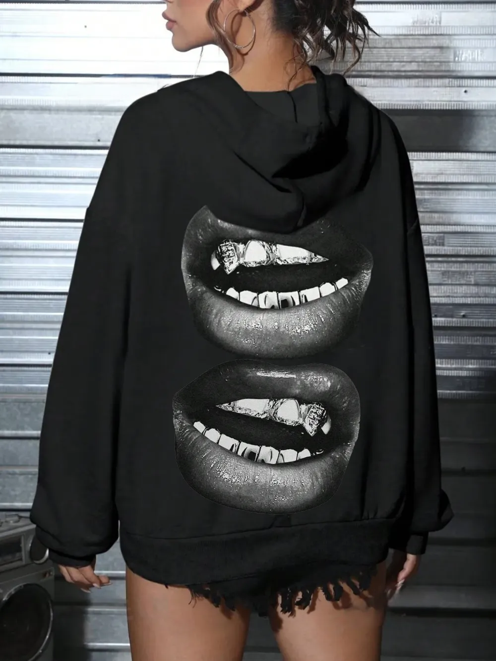 Y2K  Lips cry out in the street women's fashion hoodie