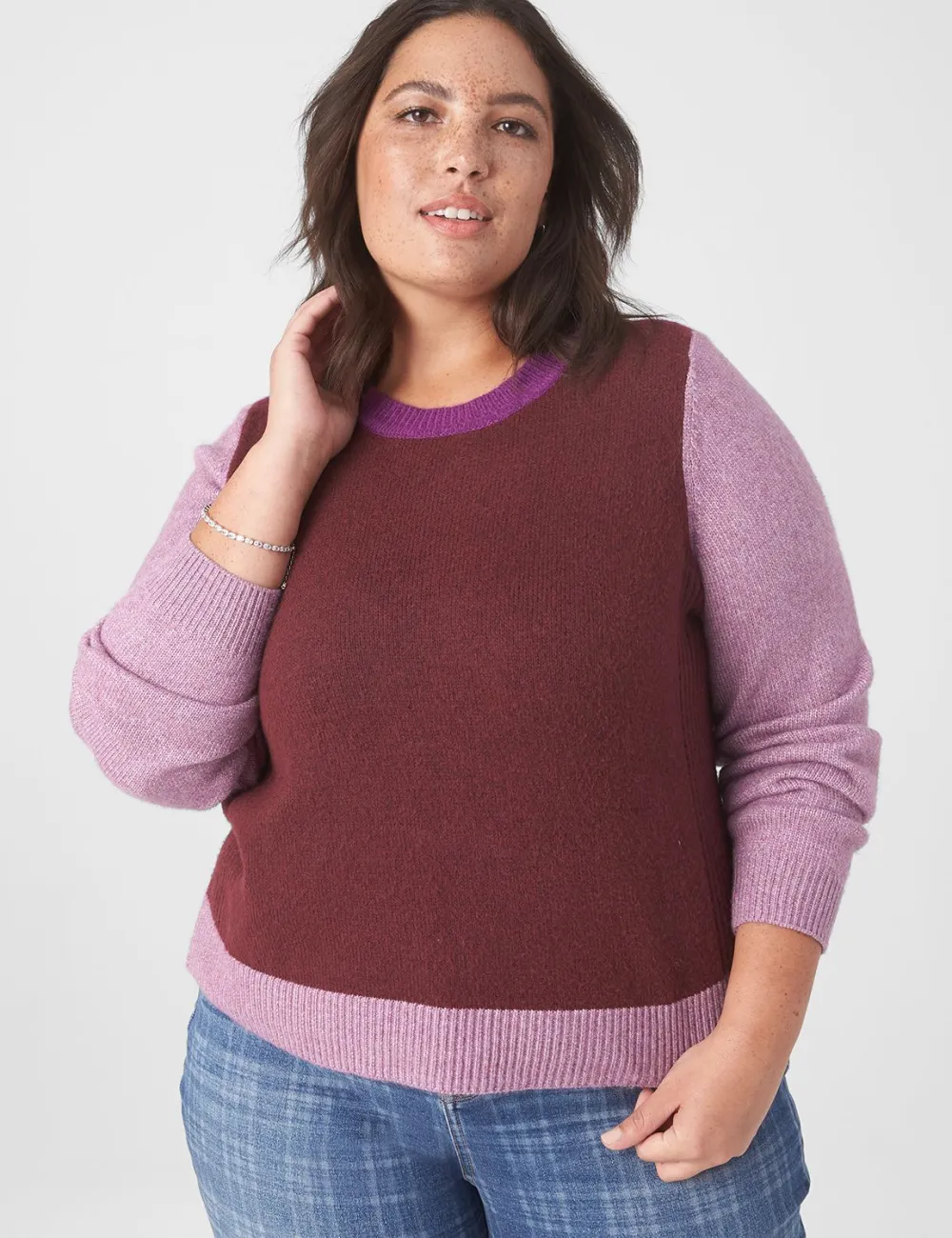 Classic Crop Crew-Neck Colorblock Pullover