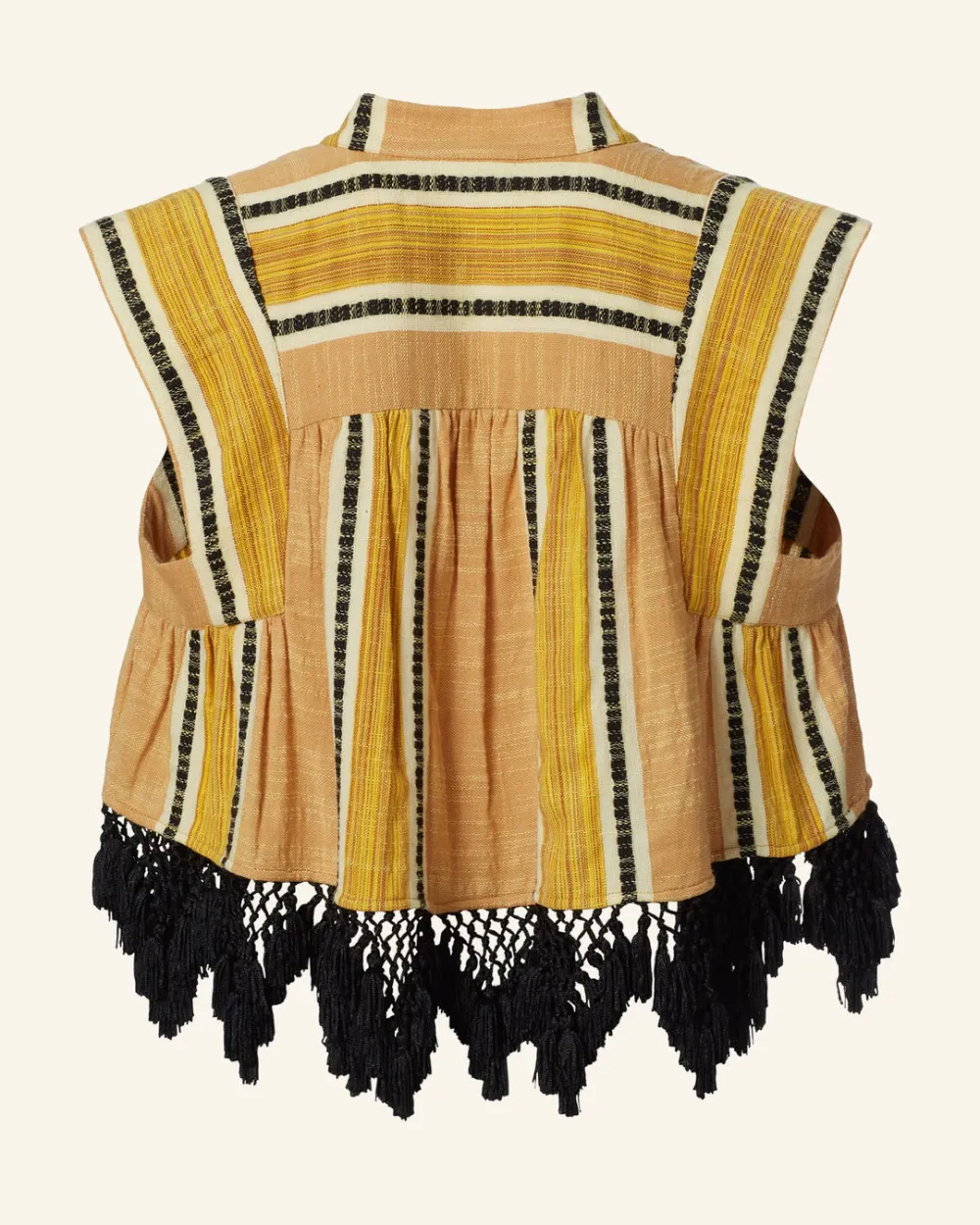 Nehru Sun Stripe Fringe Top