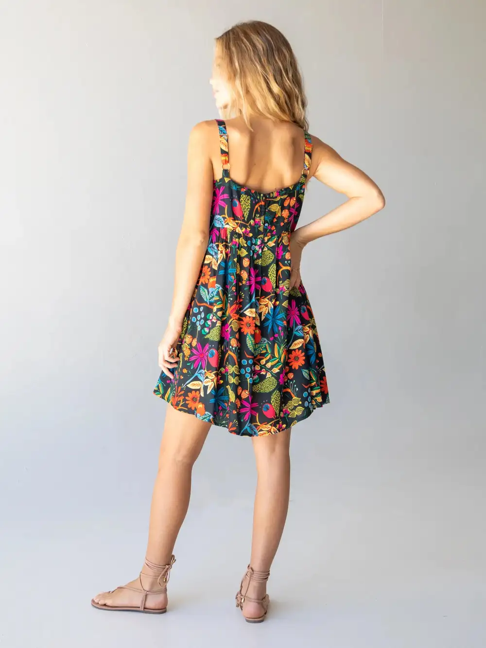 Patti Mini Dress - Black Neon Floral