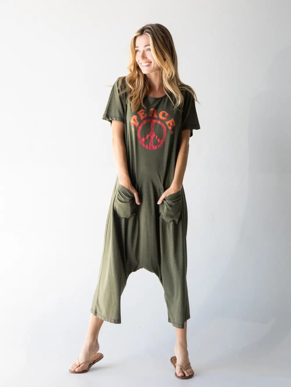 Nomad Knit Printed Jumpsuit - Peace Sign