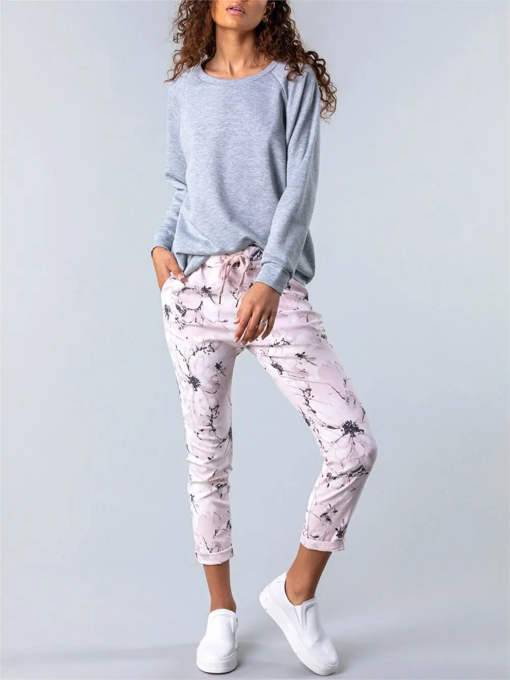 Floral tie-dye cropped trousers