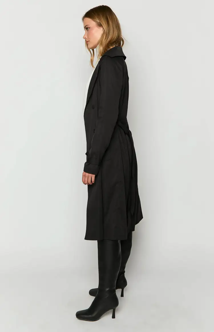 Santos Black Trench Coat