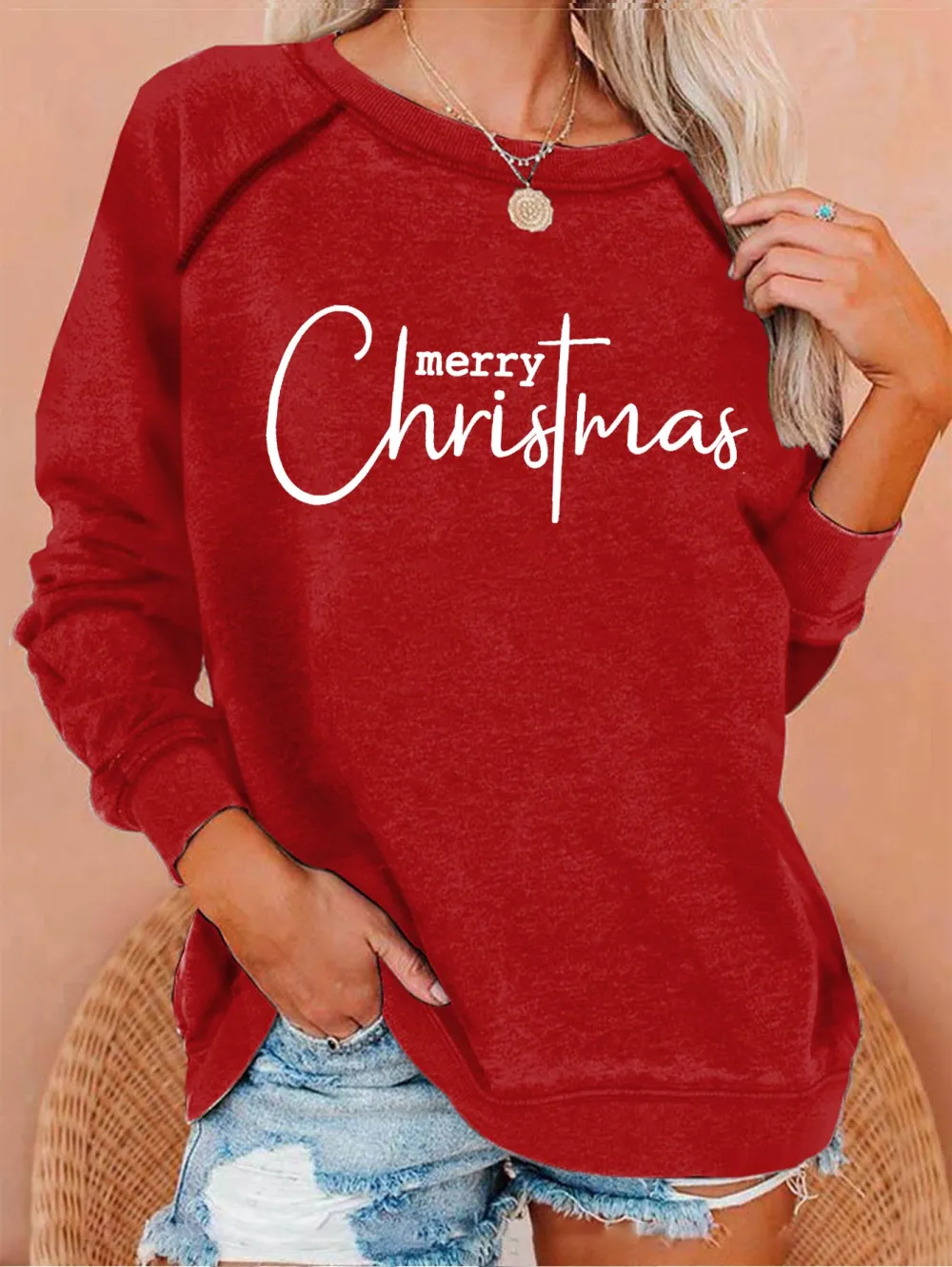 Women's Merry Christmas Print Casual Sweatshirt