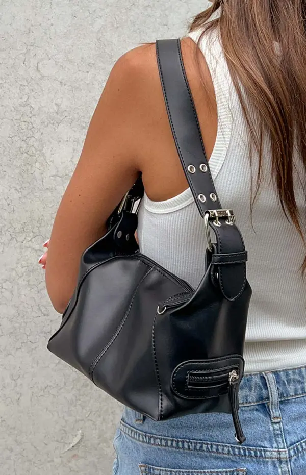 Midnight Maven Black PU Side Bag