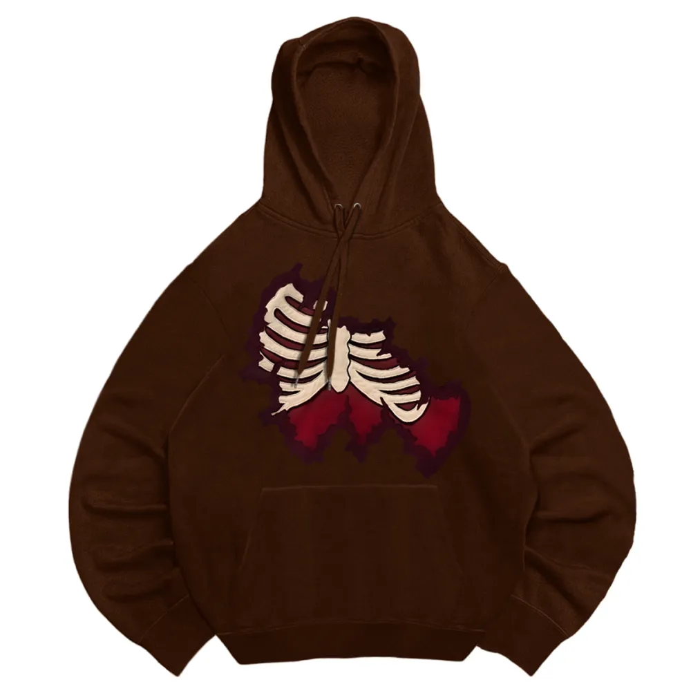 Hooded basic skeleton sweatshirt