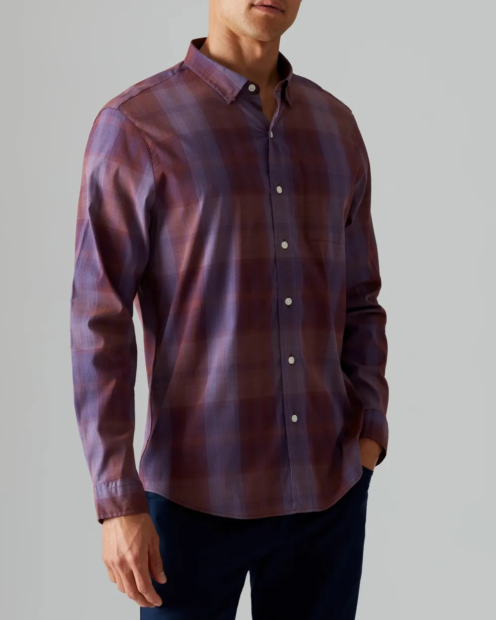 Men's Plaid Long Sleeve Button Up Shirt