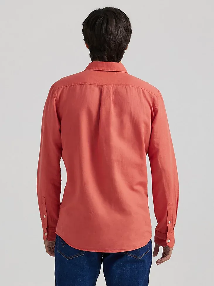 MEN'S LINEN SHIRT IN BURNT SIENNA