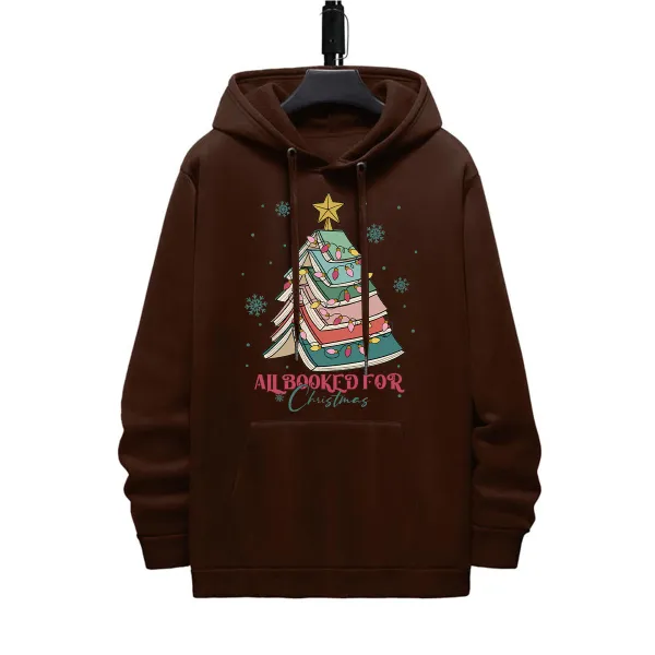 ALL BOOKED FOR CHRISTMAS PATTERN PRINTED HOODIE