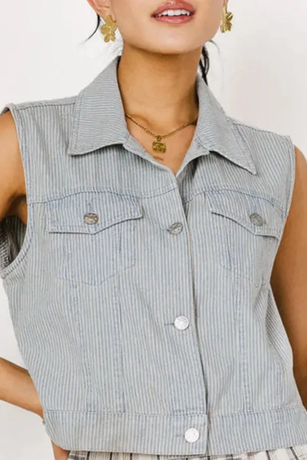 DAPHNE STRIPED DENIM VEST