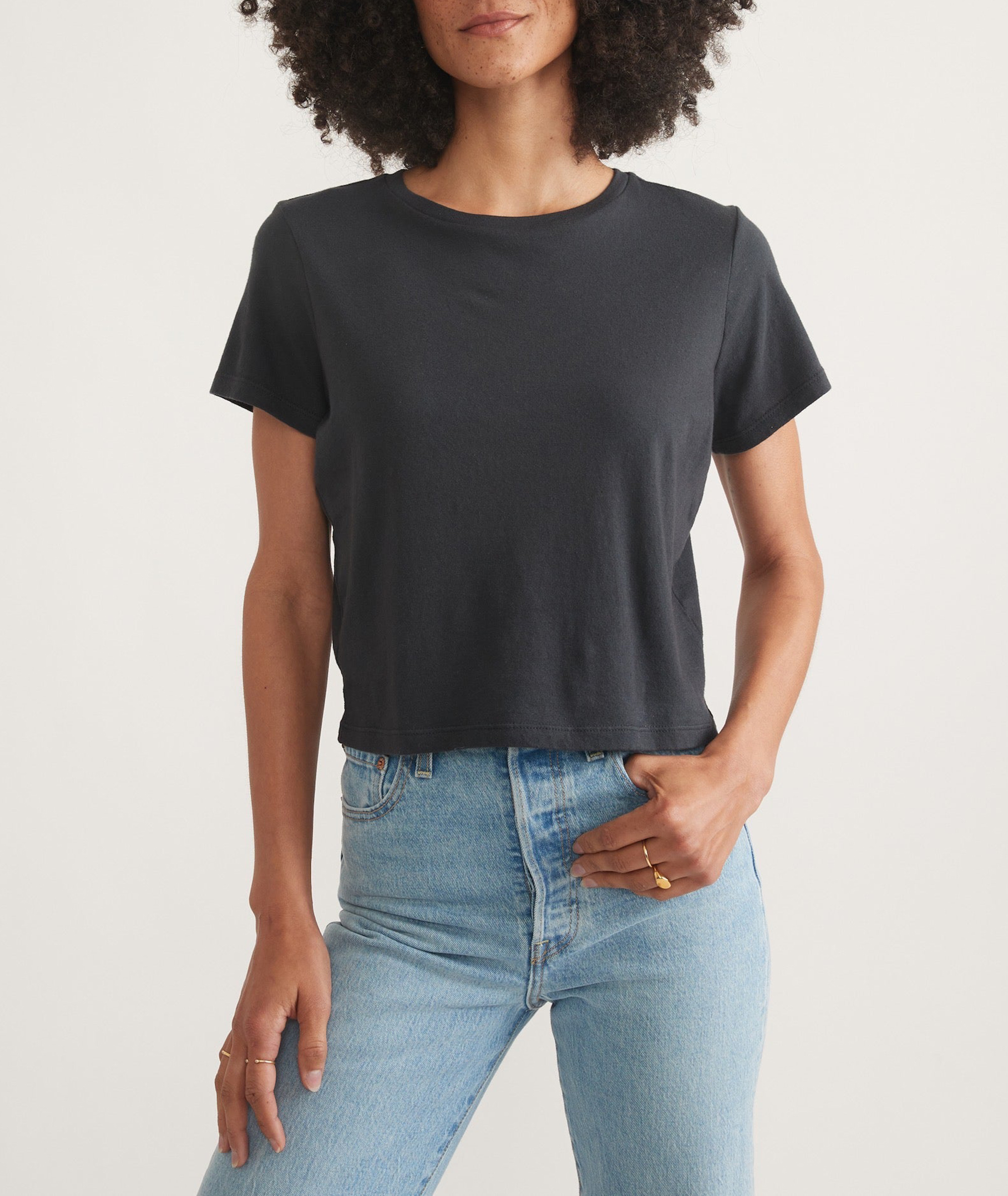 Faded Black Easy Crew Crop Tee