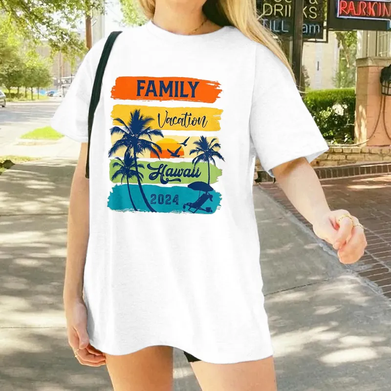 Women's Family Vacation Hawaii2024 Pattern Printed Tee