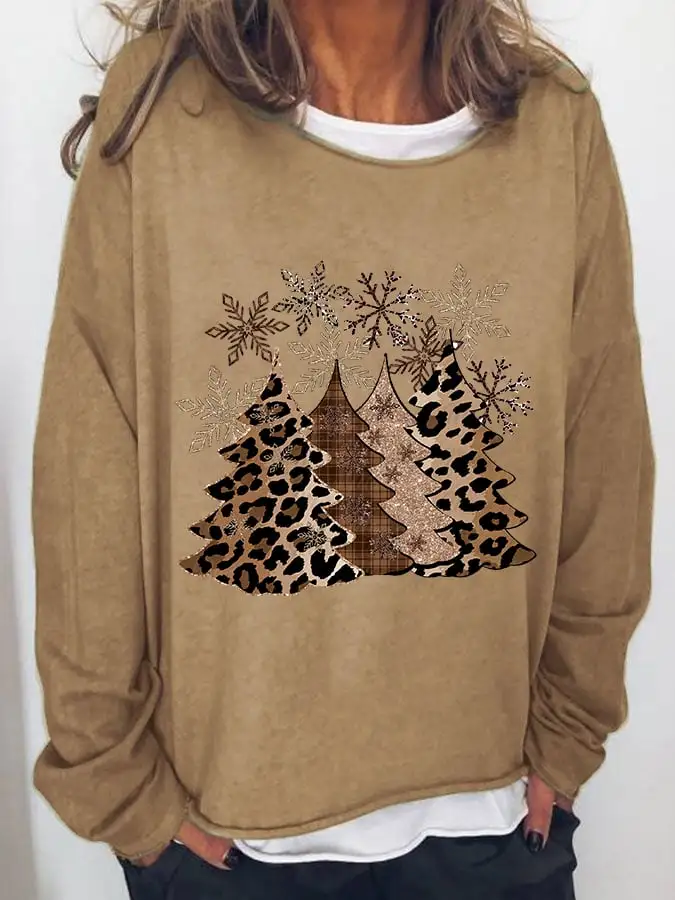 Women's Leopard   Tree Print Long Sleeve T-Shirt