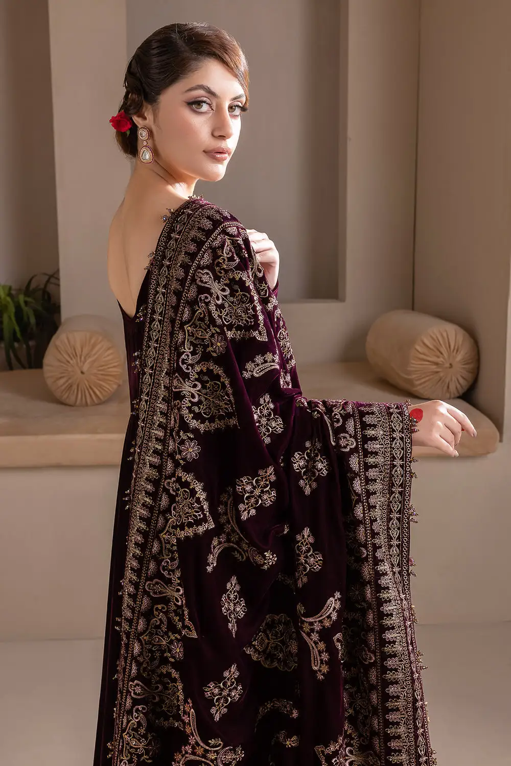 EMBROIDERED VELVET SHAWL