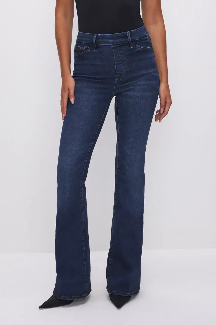 POWER STRETCH PULL-ON FLARE JEANS