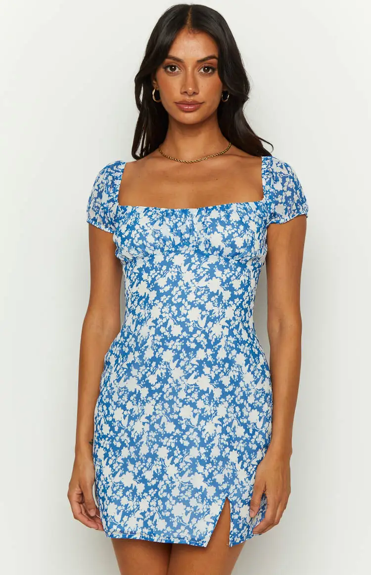 Love & Lust Blue Floral Mini Dress