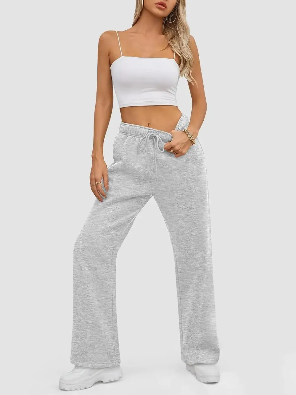 Baggy Sweatpant Fleece Lined Straight Leg Pants