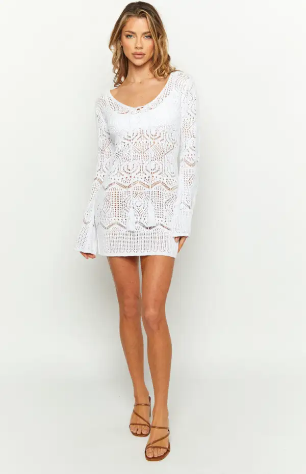 Pippa White Knit Mini Dress