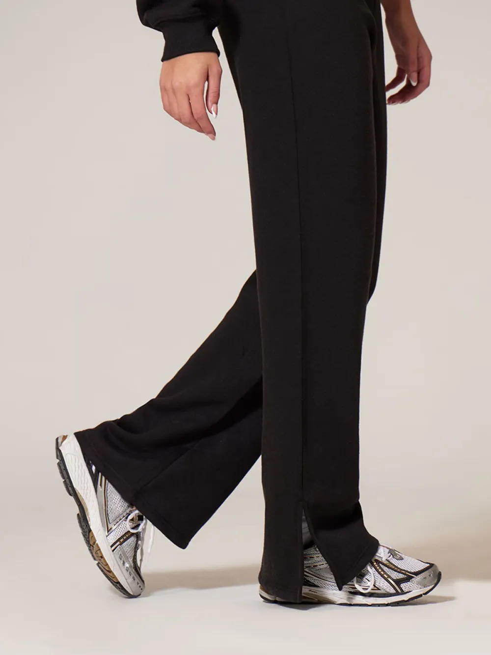 Black Flared Split Hem Sweatpants