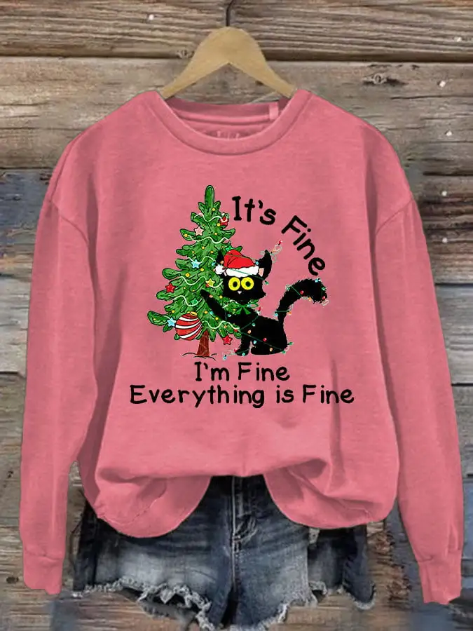 Women's I'm Fine Everything is Fine Print Sweatshirt