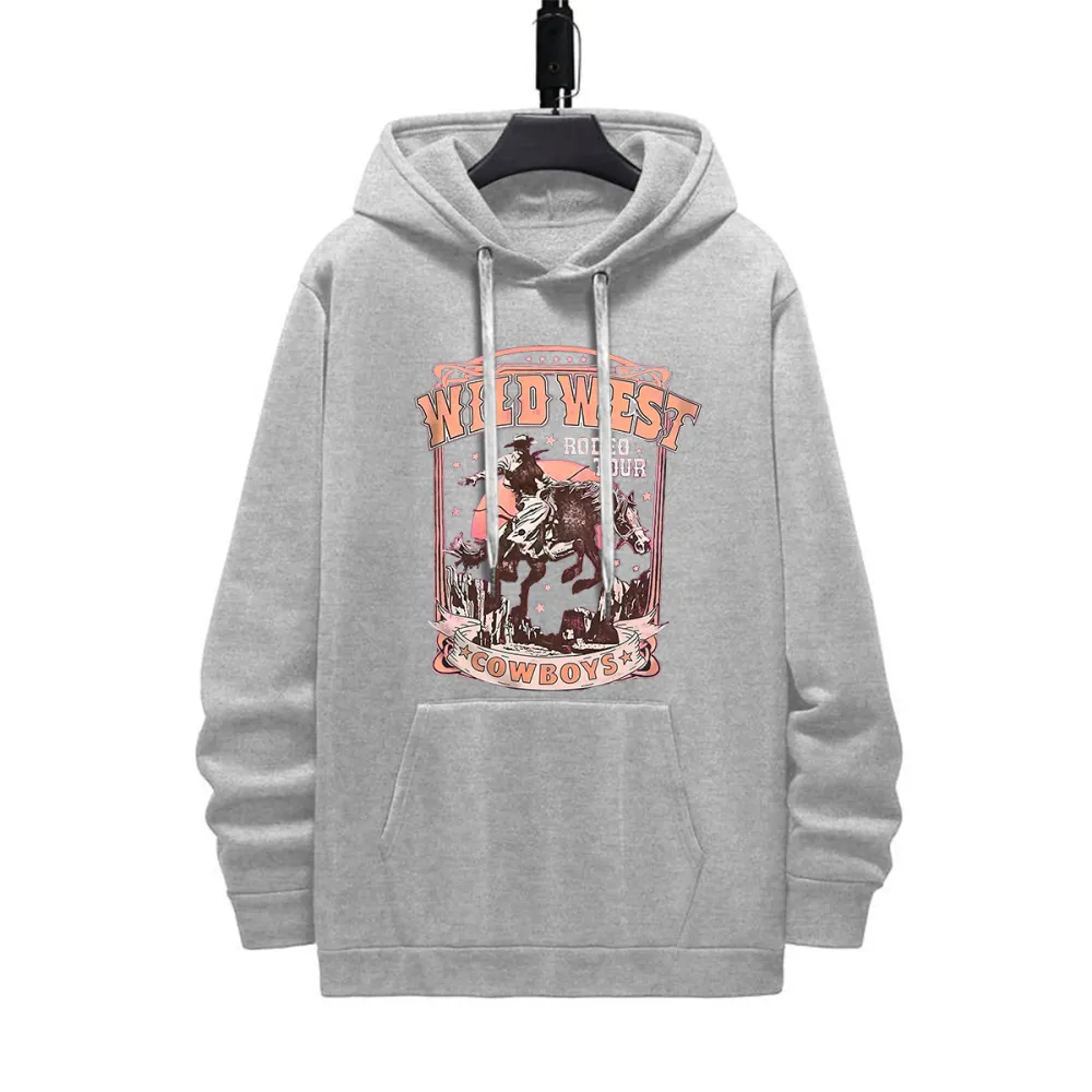 WILD WEST COWBOYS PATTERN PRINTED HOODIE