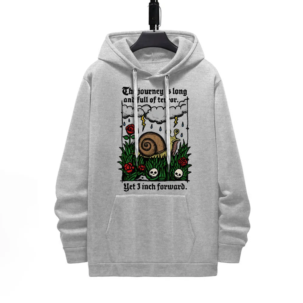 THE JOURNEY IS LONG PATTERN PRINTED HOODIE