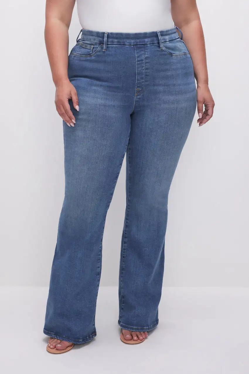 POWER STRETCH PULL-ON FLARE JEANS