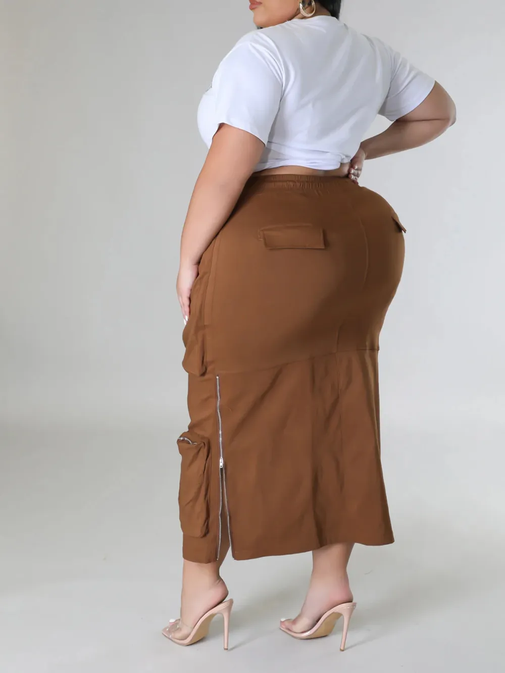 Plus-Size Fashion Women'S Cargo Style Skirt