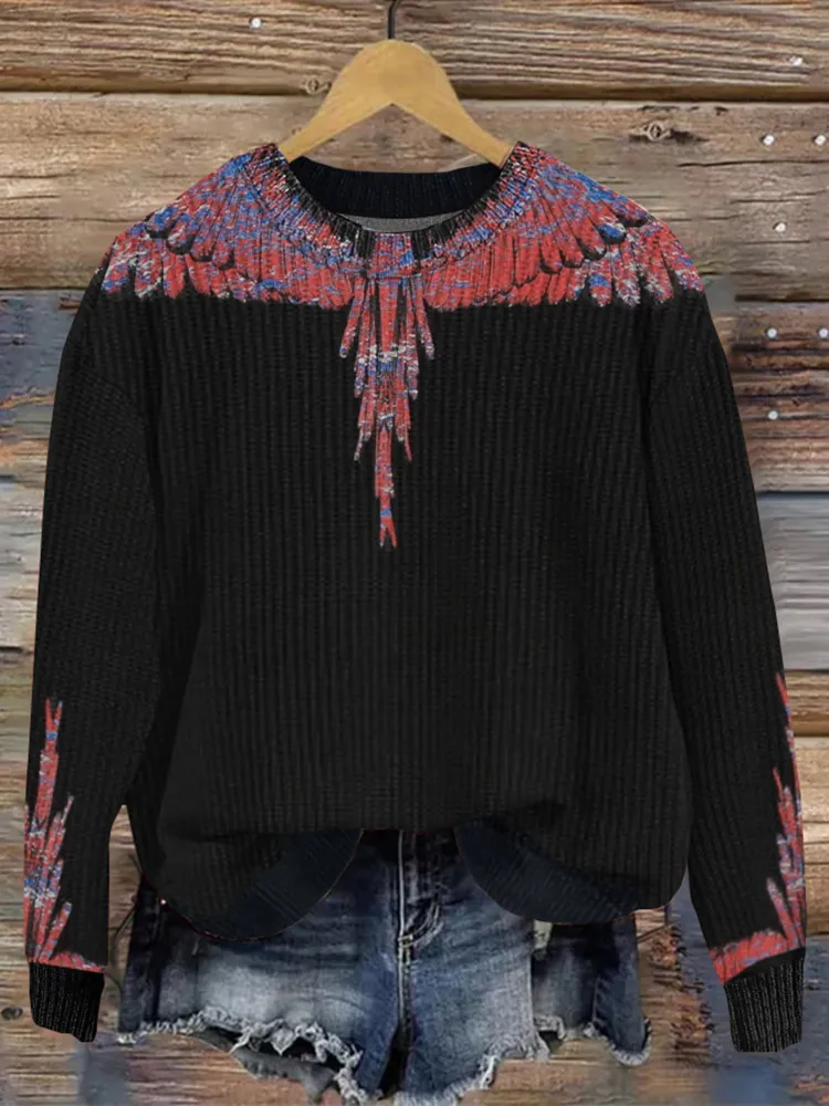 Vintage Tribal Pattern Crew Neck Women'S Sweater