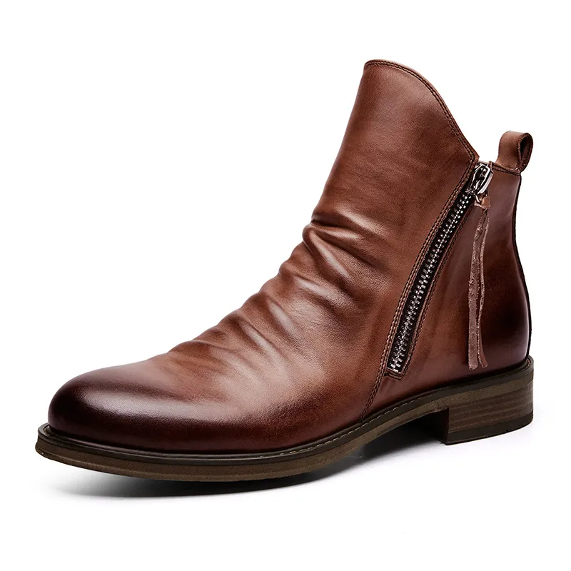 Double Side Zipper Anti Slip Gradient Men's Boots