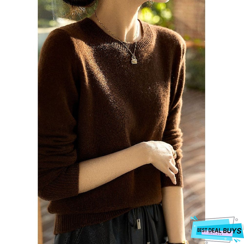 Loose Round Neck Pullover with Thin Knitted Bottoming Shirt