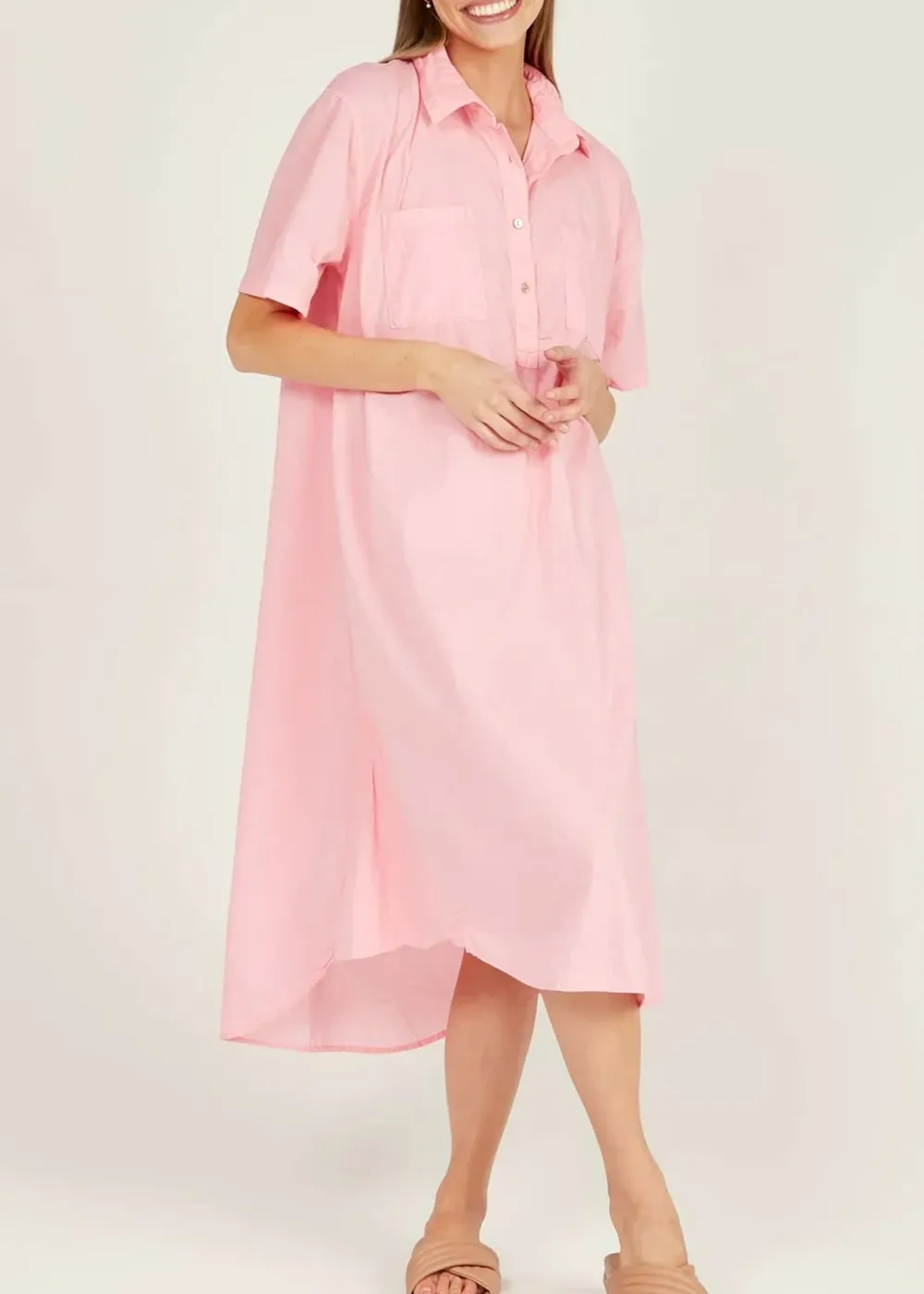 Short Sleeve Lala Shirt Maxi Dress