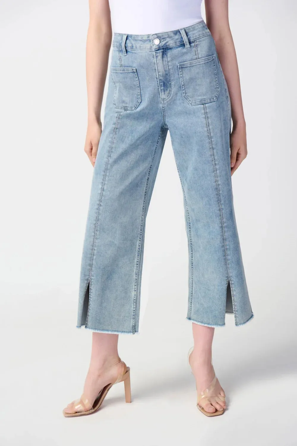 Culotte Jeans With Embellished Front Seam