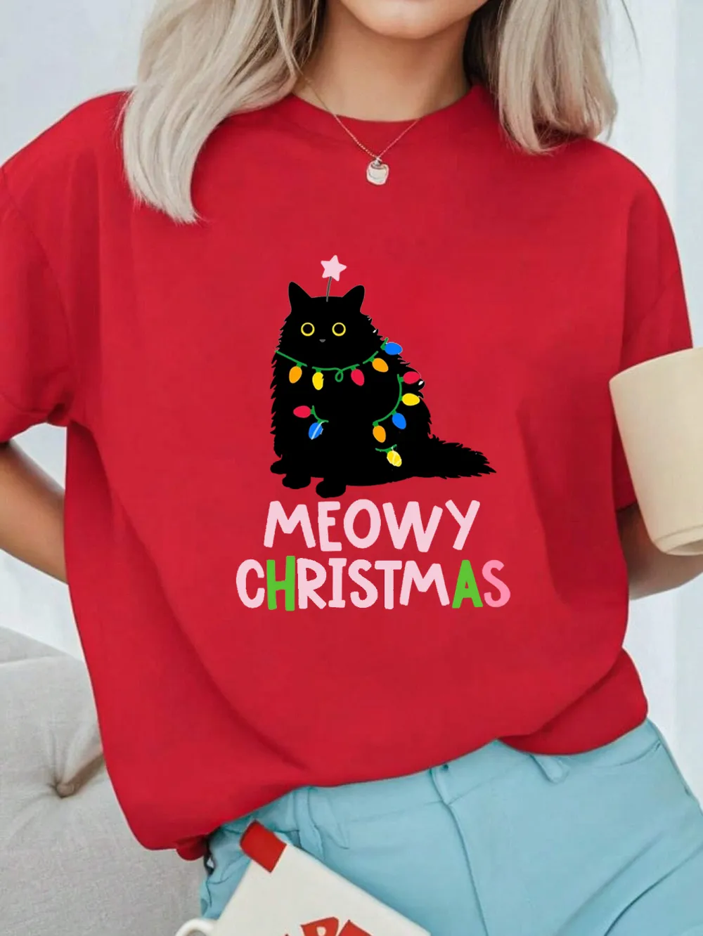 Kitty Santa Lady T-shirt