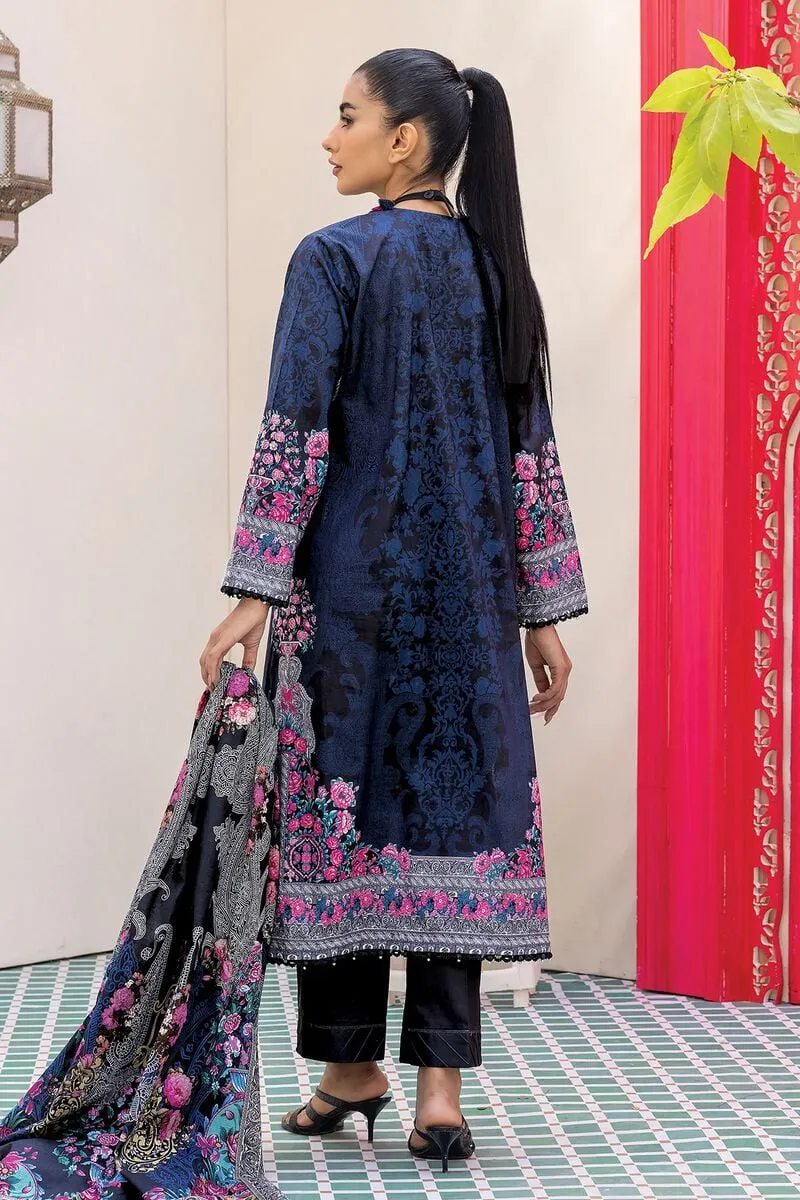 3 Piece Kurta Embroidered | Dupatta& Bottom & Tops | Color Blue Black