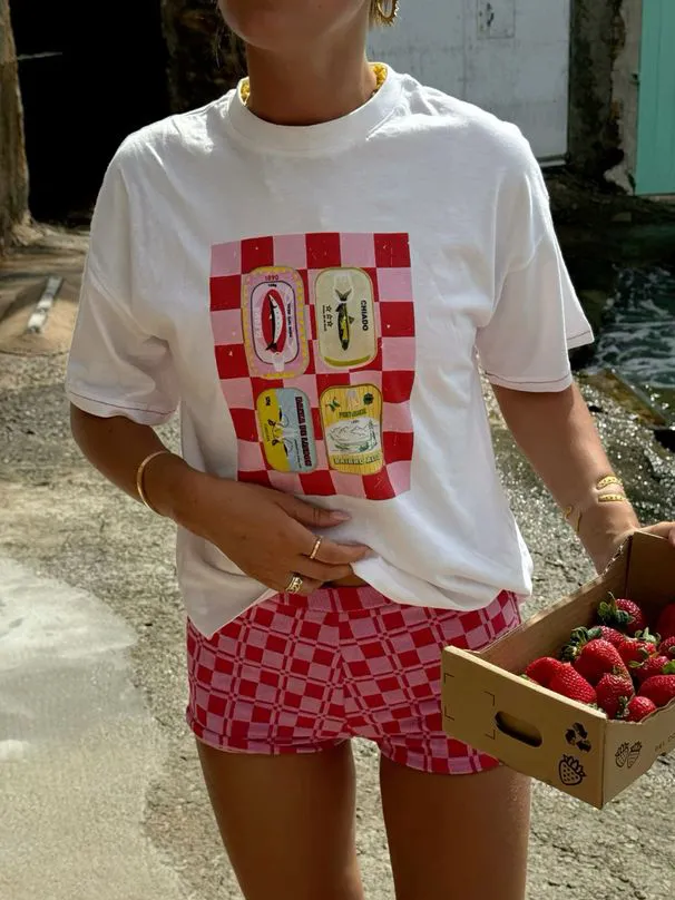 Checkered And Animal Print T-shirt