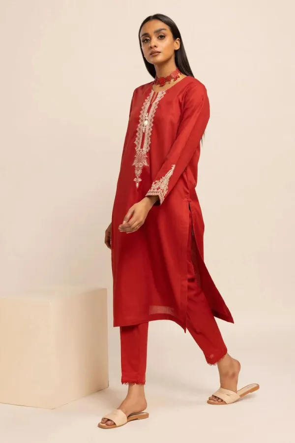 2 Piece | Kurta & Pants | Color Red